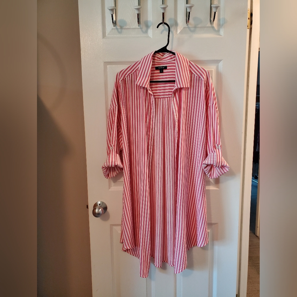 Bright Pink and White Striped overpiece